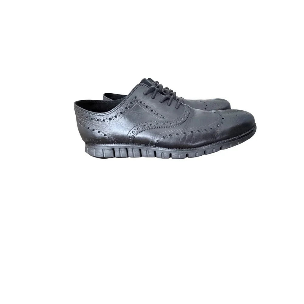 Cole Haan Zerogrand Wingtip Oxford Black Leather Shoes Mens 11.5 M
